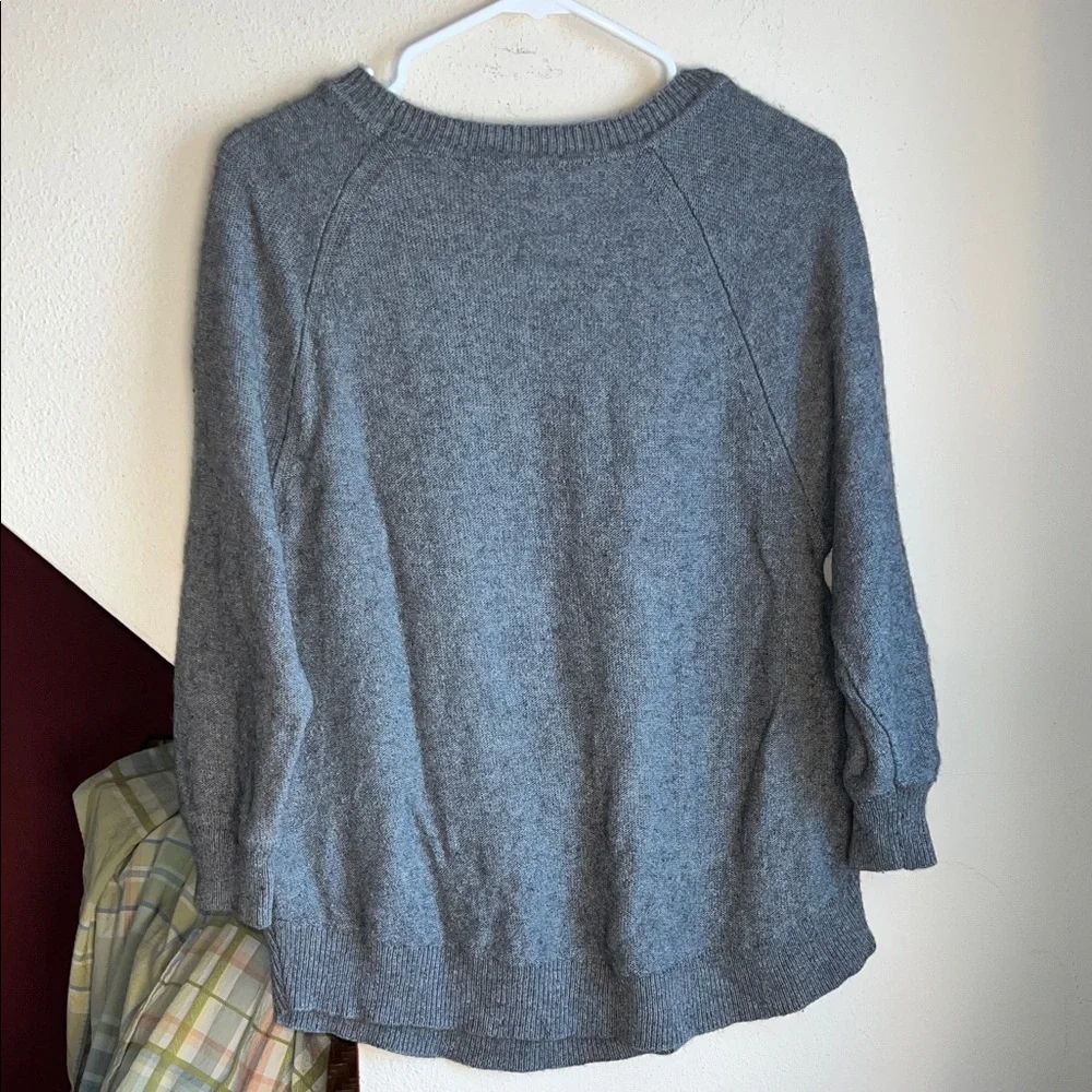 J. Crew Charcoal Crew Neck Raglan Sleeve Merino‎ Wool Blend Sweater M